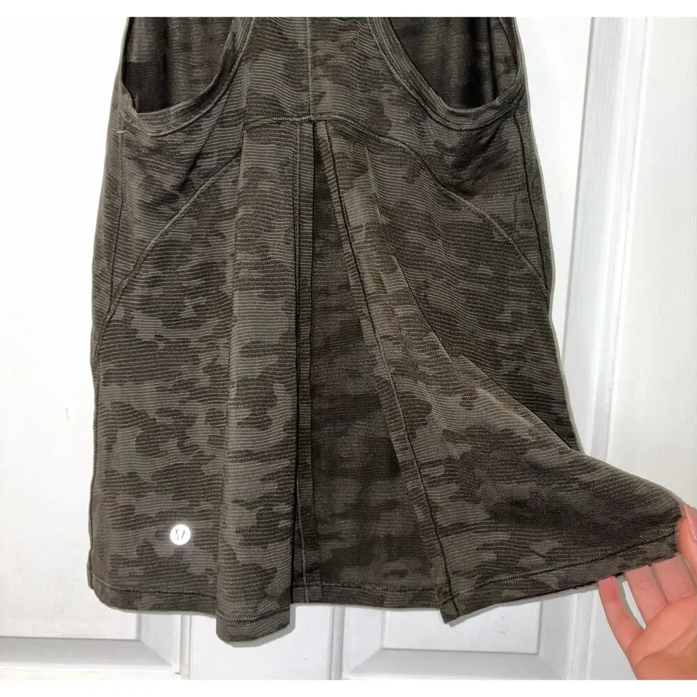 Lululemon Green Lightweight Miles Ahead Camo High Neck Tank